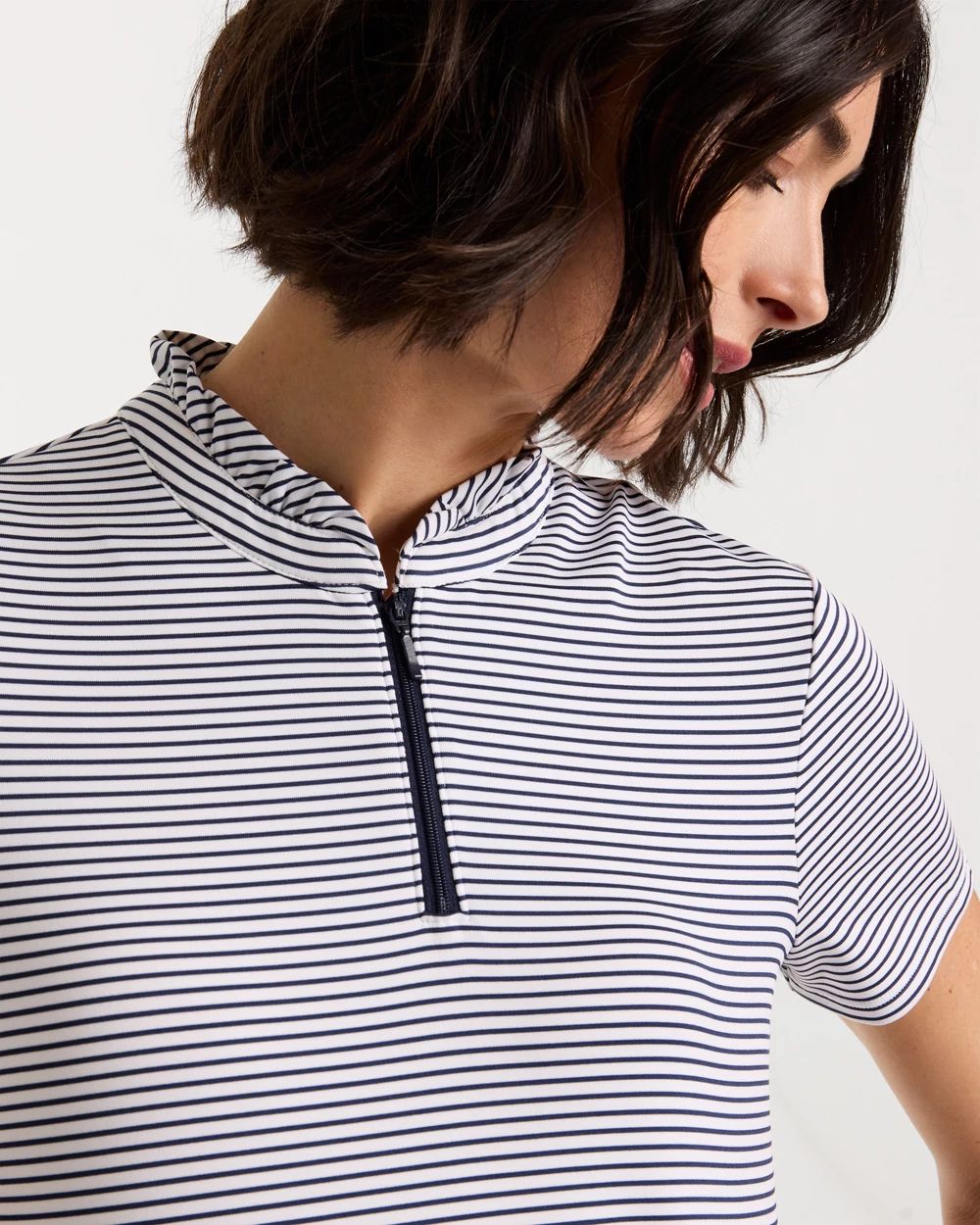 トップス nigico Zenergy® UPF Ruffle Striped Half Zip | Chico's